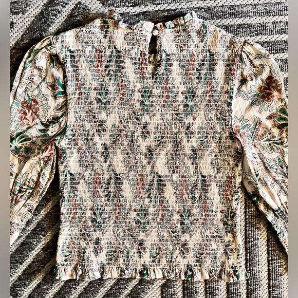 VERONICA BEARD Kali Floral Smocked Puff Sleeves Blouse Top Sz 6 Originally $398 - Picture 14 of 14